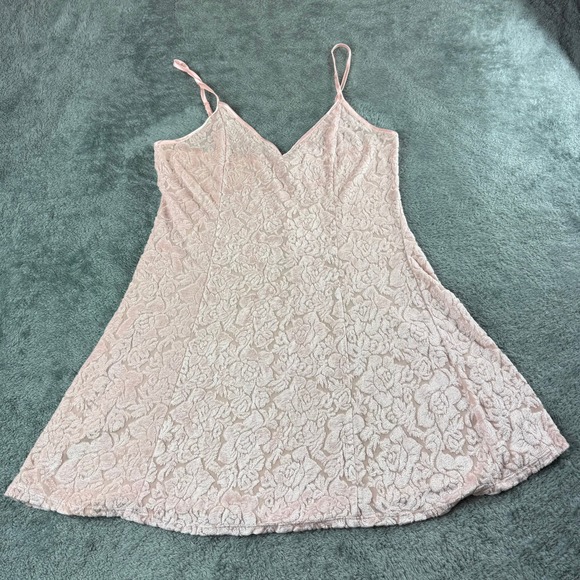 Victoria's Secret Dresses & Skirts - Vintage Victoria's Secret Pink Burnout Velvet Floral Slip Dress Small V-Neck